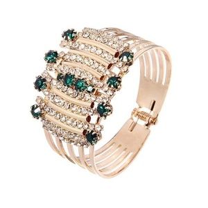 Emerald & Cubic Zirconia Hinged Bangle Bracelet C